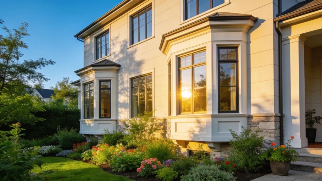 Beautiful modern NJ home featuring elegant bay windows